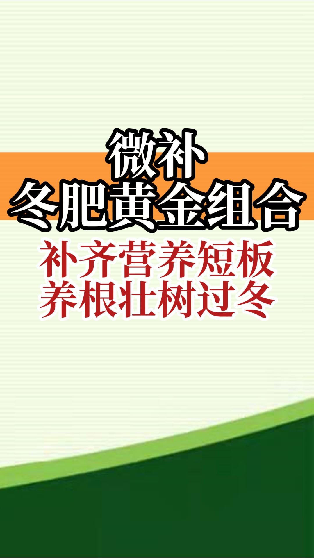 冬肥黃金組合 補齊營養(yǎng)短板 養(yǎng)根壯樹過冬